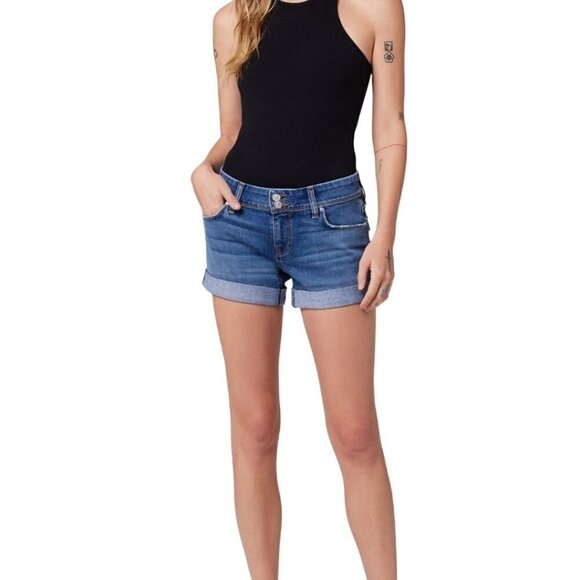 Hudson NWT Croxley Mid Thigh Short Denim Cuff 5 Pockets Stretch Size 29 - Picture 4 of 14